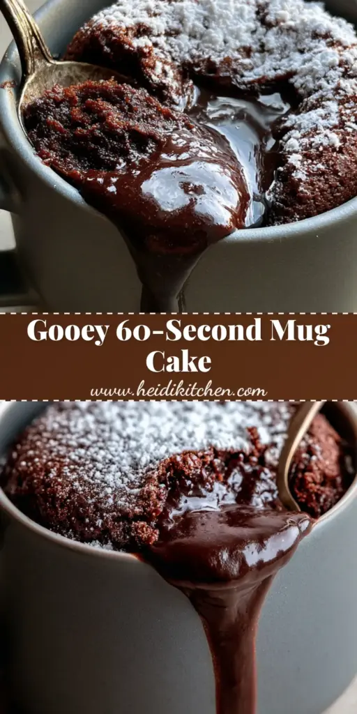 Molten Lava Mug Cake: The Ultimate 5-Minute Glossy Chocolate Fix 4 A close-up of a molten lava mug cake in a matte ceramic mug with an oozing chocolate center and powdered sugar dusting.