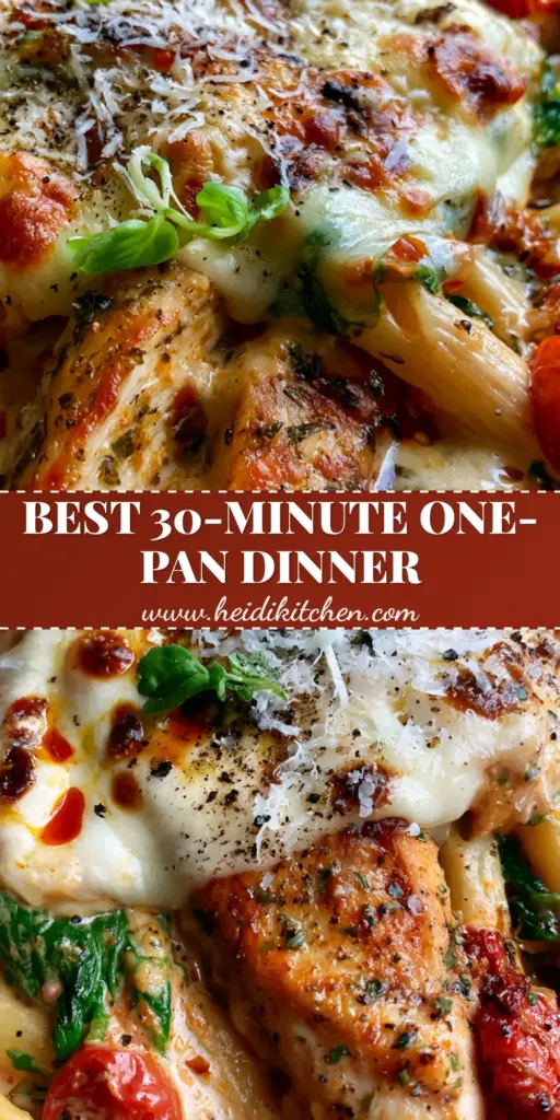 Lunch or Dinner One-Pan Sun-Dried Tomato Chicken Pasta 3 A rustic cast iron skillet filled with creamy sun-dried tomato chicken pasta, blistered tomatoes, and charred mozzarella. (lunch or dinner)