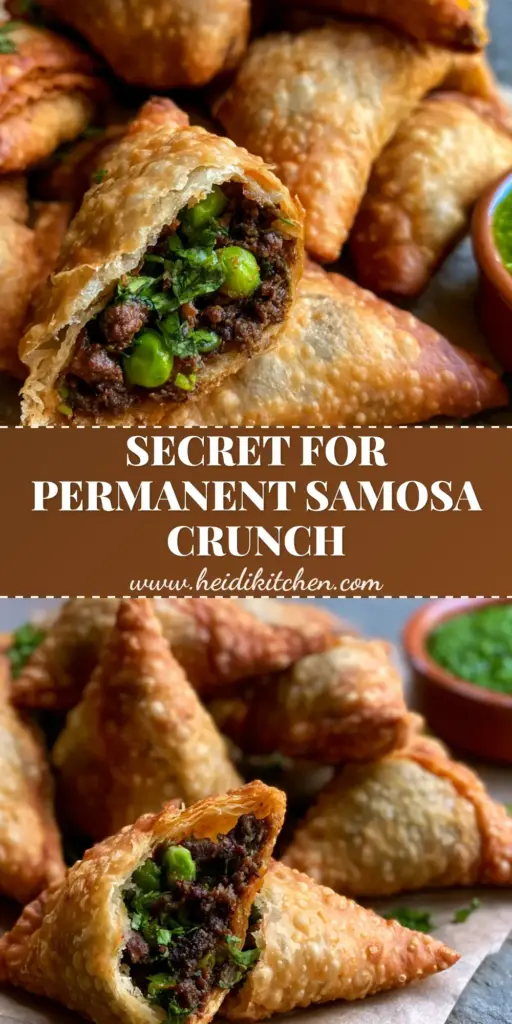 A pile of golden-brown Keema Samosas on grease-proof paper, featuring a snapped samosa showing steaming mutton and peas. (Keema Samosa)