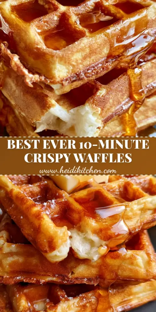 A majestic stack of three thick fluffy waffles with deep grids, melting salted butter, and amber maple syrup on a charcoal plate.