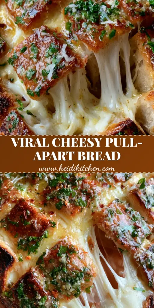 Cheesy Pull-Apart Garlic Bread with Melted Mozzarella and Sourdough 4 A hand pulling a slice of cheesy pull-apart garlic bread showing long mozzarella cheese stretches from a sourdough loaf.