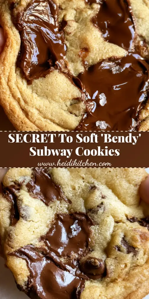 Copycat Subway Cookies: The Ultimate Thin and Chewy Secret Recipe 4 A stack of thin, golden-brown copycat subway cookies featuring molten chocolate puddles and flaky sea salt on white parchment paper.