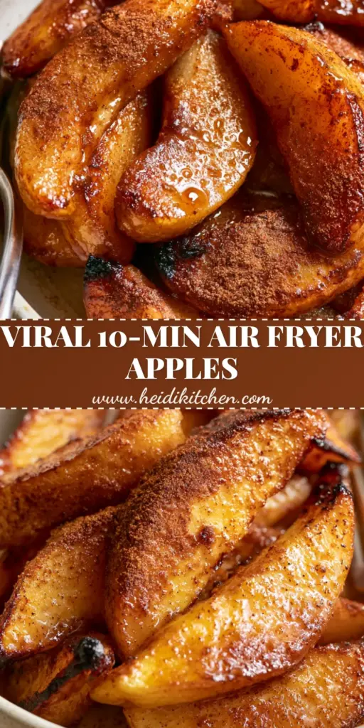 A rustic bowl filled with air fryer cinnamon apples featuring golden-brown charred edges and a heavy cinnamon coating.