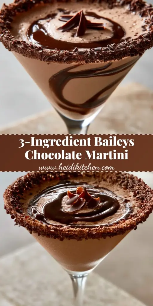 A close-up of a Baileys Chocolate Martini in a garnished glass on a stone surface.
