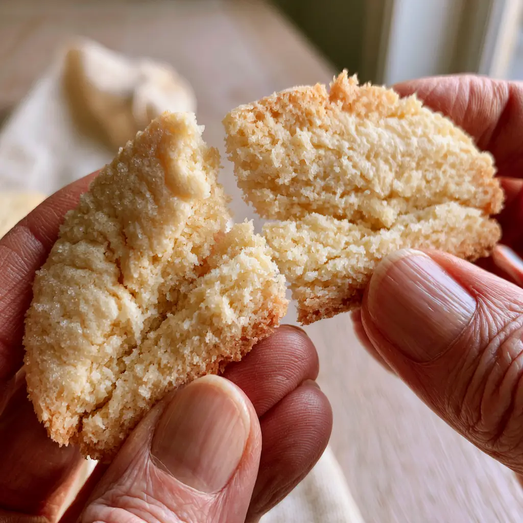 shortbread cookies recipe: The Ultimate Buttery Snap and Sandy Crumb 2 Close-up of a thick buttery shortbread cookie with a light dusting of sugar and pale golden edges. (shortbread cookies recipe)