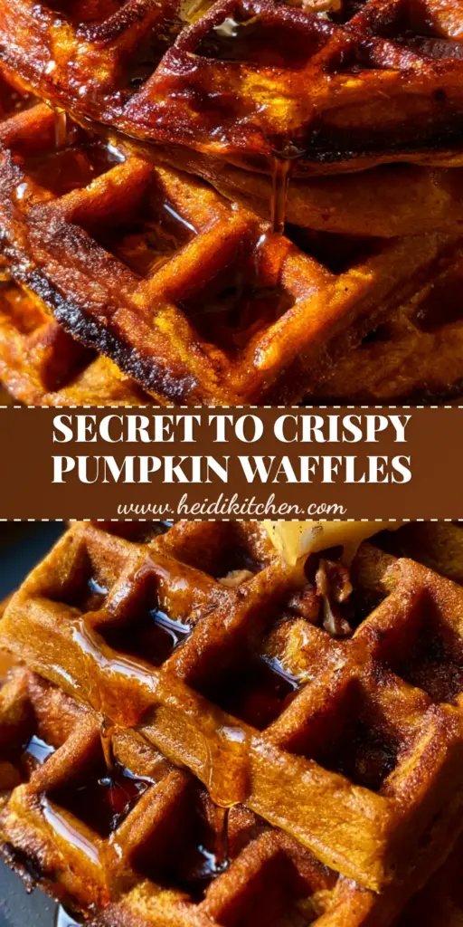Pumpkin Waffles: The Crispiest Belgian Stack for Autumn Mornings 3 A tall stack of deep-grid Belgian pumpkin waffles with melted salted butter and maple syrup on a charcoal plate. (pumpkin waffles)