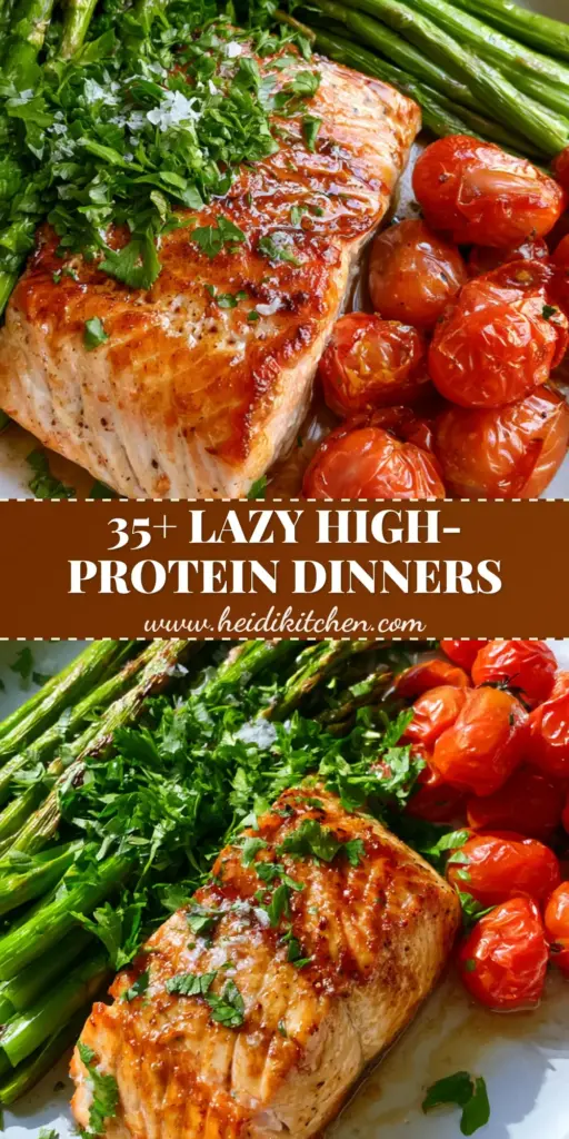 A vibrant meal prep bowl featuring honey-glazed seared salmon, charred asparagus, and blistered tomatoes, perfect for high protein clean eating meals.