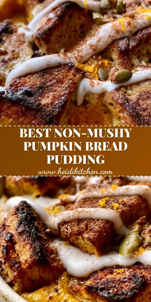 Paleo Pumpkin Bread Pudding: The Best Grain-Free Fall Dessert 4 A rustic cream ceramic dish filled with Paleo Pumpkin Bread Pudding featuring charred bread cubes, orange custard, and a white coconut cream glaze drizzle.