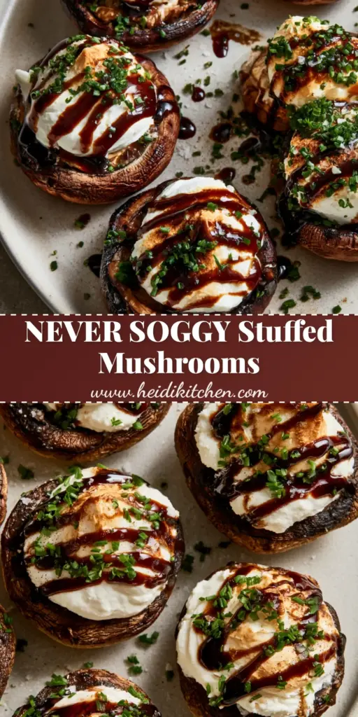 goat-cheese stuffed mushrooms with Balsamic Glaze and Chives 4 A minimalist platter of goat-cheese stuffed mushrooms featuring golden toasted peaks, a mahogany balsamic drizzle, and fresh chives.