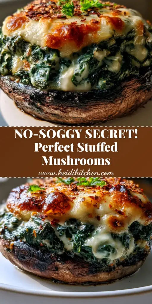 Stuffed Portobello Mushrooms with Spinach and Garlic Cream Cheese 4 A close-up shot of a single stuffed portobello mushroom with a bubbly golden-brown cheese crust and fresh parsley garnish on a white plate.
