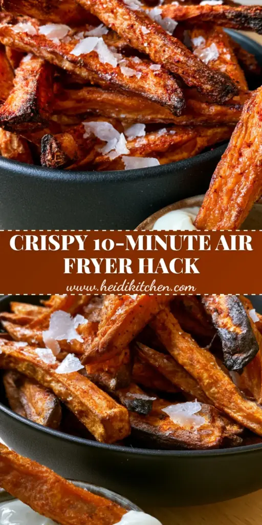 A heap of crispy air-fried sweet potato wedges with charred edges and flaky sea salt. (sweet potato recipes)