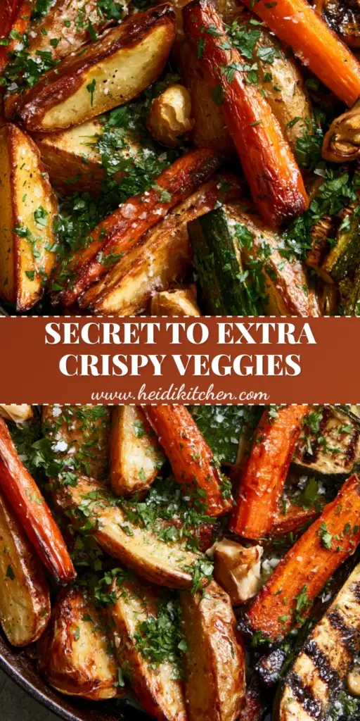 Garlic Herb Roasted Potatoes, Carrots, and Zucchini 3 A rustic sheet pan filled with garlic herb roasted potatoes, carrots, and zucchini featuring crispy wedges and caramelized carrots.